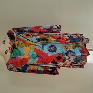LE GALERISTE abstract art inspired dress with 3/4 sleeves. NWT.  Size Large